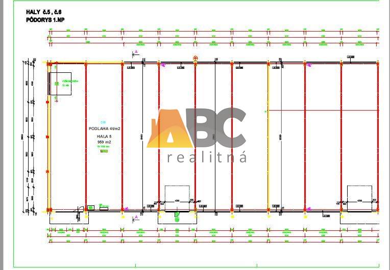 Pôdorys hala 19 na prenájom BB