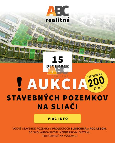 Aukcia pozemkov Sliač